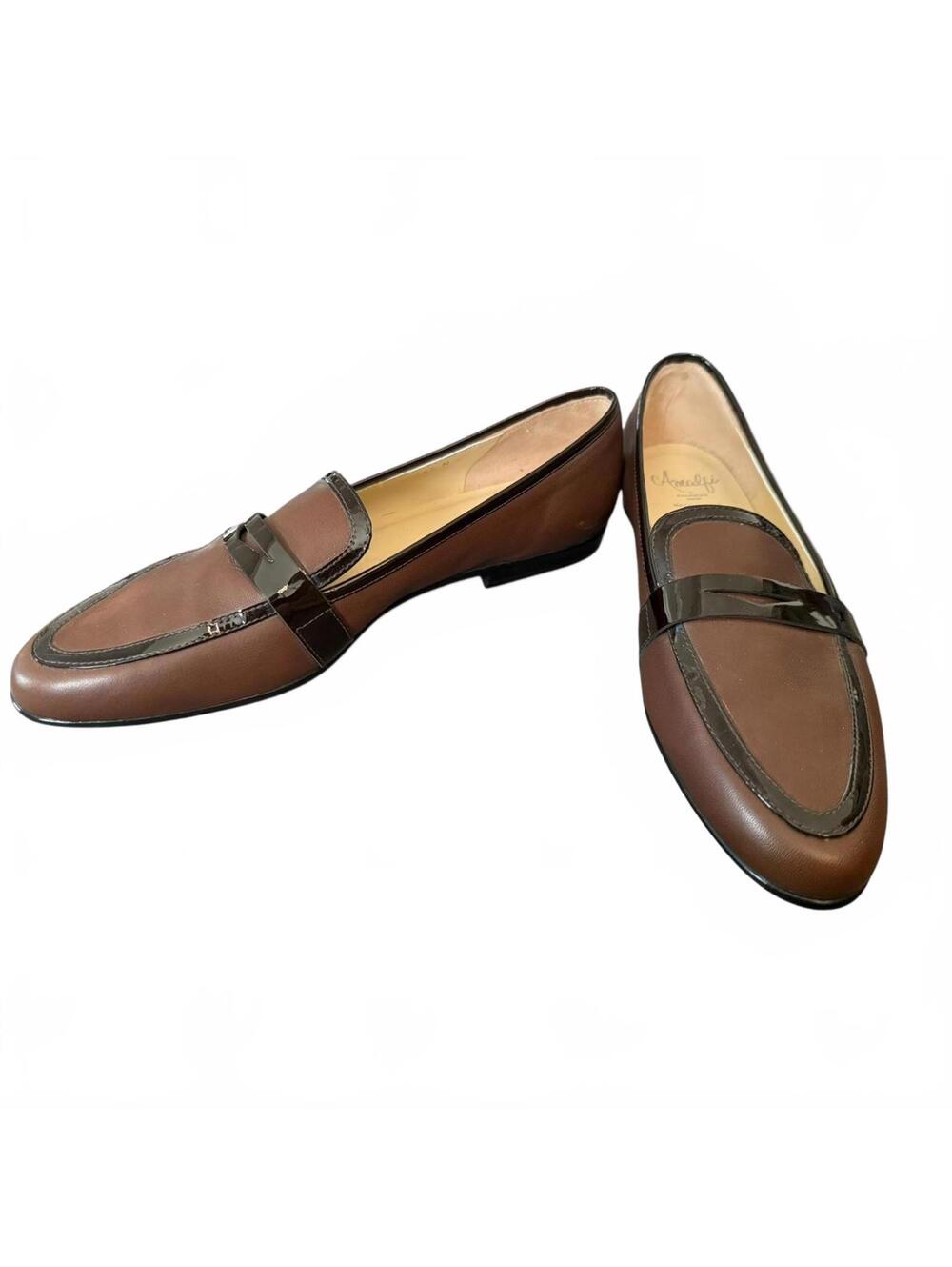 Amalfi Women's Brown Leather Loafers with Black Trim